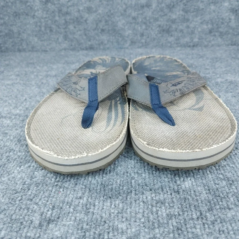 Teva Flip Flop Sandals Mens Size 11 Gray Blue Canvas Slip On Comfort Beach Shoes